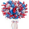 Eternity sky 27PCS 4th/Fourth of July Decorations Artificial Flowers Red White Blue Patriotic Picks Berry Stems Memorial Independent Day Decor for Home Vase Table Centerpieces