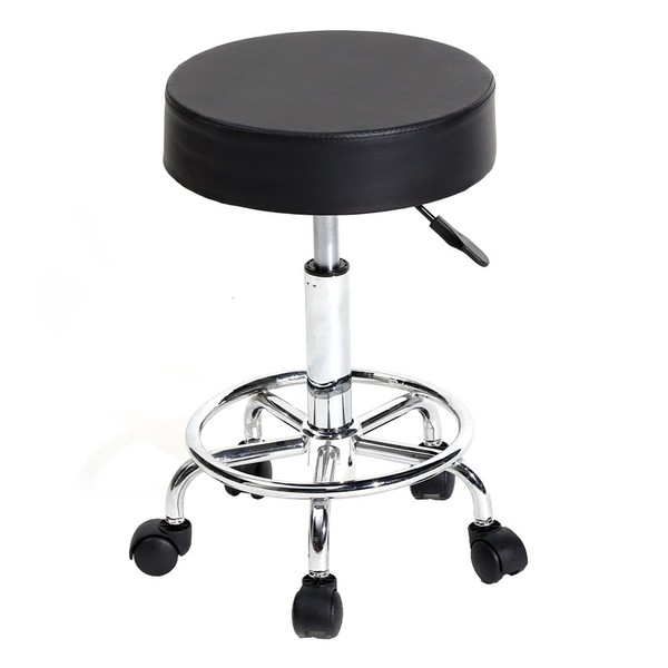 Rolling Stool with Wheels PU Leather Comfortable Swivel Bar Stool