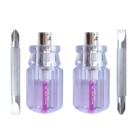 SKZIRI 2PCS Short Stubby Phillips and Flat Head Mini Short Screwdriver Set Magnetic Screwdriver Dual End