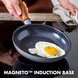 GreenPan Mayflower Pro Hard Anodized Healthy Ceramic Nonstick, 12" Frying Pan Skillet, Vintage Wood Handle, PFAS-Free, Induction, Charcoal Gray