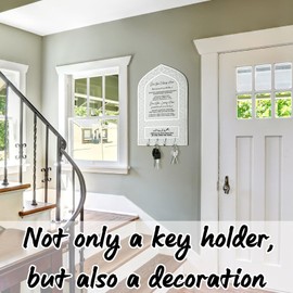 Cinnvoice Islamic Wall Decor Ramadan Key Holder Islamic Wall Art Dua for Entering and Leaving Home Islamic Home Decor for Wall Housewarming Muslim Gift Eid Gift Mihrap Shape Decor(Silver,Stylish)