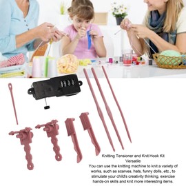 Knitting Machines Adapter Set, Digital Counter for Knitting Machine Accessories Knitting Tensioner for Sentro 22 32 40 48 Loom Machine Attachments Include Knitting Needles (9cs