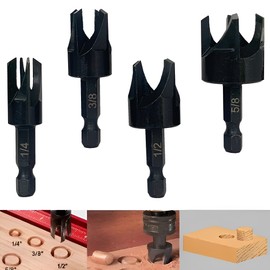 Wood Plug Cutter 8 Pcs, Plug Cutters for Woodworking Dowel Cutter Carbon Steel Straight and Tapered Claw Drill Bit Set(1/4", 3/8", 1/2", 5/8")
