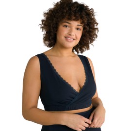Ulla Popken Ladies Plus Size Plus Size Bellieva Nursing Bra Lace Seamless Organic Cotton Navy 50+ 803312132-50+, navy blue