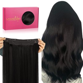WENNALIFE Secret Hair Extensions Real Hair, 30 cm, 12 Inches 70 g Natural Black Remy Hair Extensions Real Hair Wire Hair Extensions Invisible Wire Extensions Real Hair