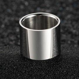 INRENG Men Women Stainless Steel Ring 18mm Wide Big Cool Plain Band Flat Top Pipe Cut High Polished Silver Size 10