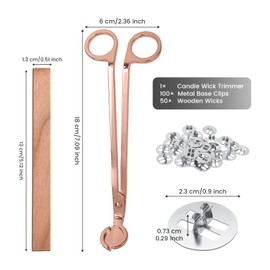 100 PCS Thickened Wood Wicks for Candles Making with Wick Trimmer & Iron Bases-0.5 × 5.1in, Naturally Smokeless Candle Wicks Naturally Smokeless for Long Lasting(Round Base)