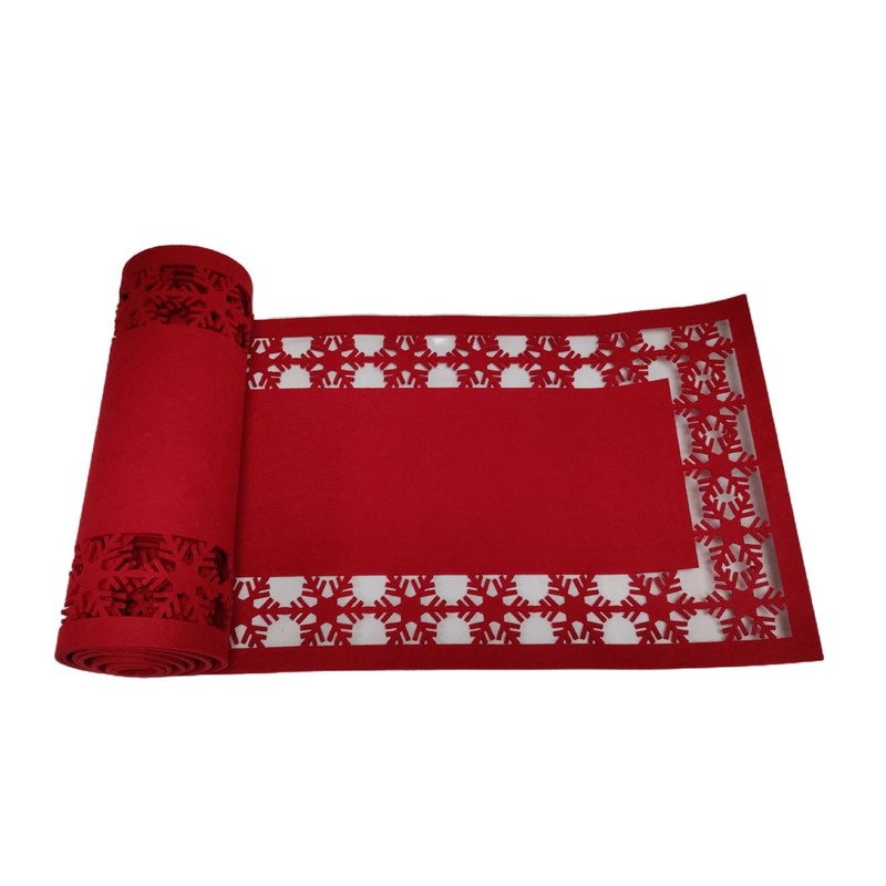 Shop4allsorts Snowflake Christmas Table Runner Red Felt Mat Xmas Dinner