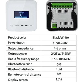 Binxind 1 Piece Smart Home in Wall Volume Control with 20W X 2CH Amplifier Audio Water Proof (Black)