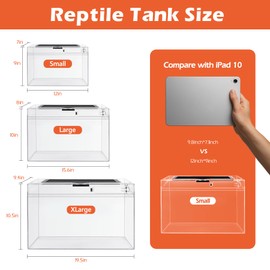 AZV Reptile Terrarium,Reptile Tank 15x8x10in Amphibian Isopod Tank Starter Kit with Bearded Dragon Hammock,Heat Lamp,Hide Cave for Geckos Lizard Mantis Spider Cricket Chameleons Corn Snake Turtle Frog