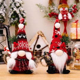 MOMENTS4EVA Kit de Muñecos de Gnomos Adornos Navideños - Decoración Navidad con Luces LED para el Hogar - Añade Encanto y Alegría Festiva a Tu Espacio (2pz Caramelo/Linterna)