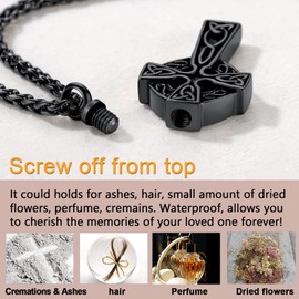 U7 Women's Cremation Urn Necklace for Ashes Cycle of Life Celtic Knot Dog Feet Wings Crucifix Cylinder Urn Necklace Stainless Steel Pendant Chain Cremation Jewellery for Men, Stainless Steel