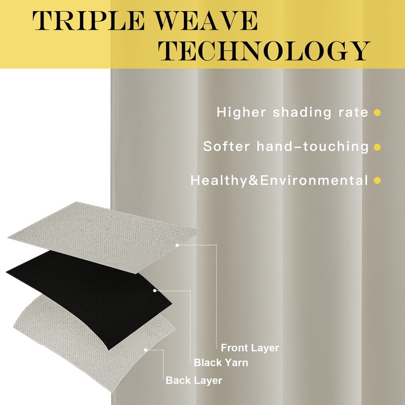 NICETOWN Blackout Natural Curtain for Living Room - Thermal Insulated