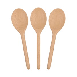 Argon Tableware Wooden Cooking Spoons - 20cm - Pack of 3 - Long Heat Resistant Non-Stick Kitchen Serving Mixing Spoon Utensils for Cooking, Baking, Stirring