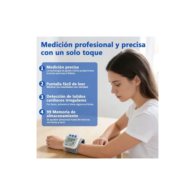 Pulsovital Tensiómetro De Muñeca Portátil Para Uso Doméstico Con Voz