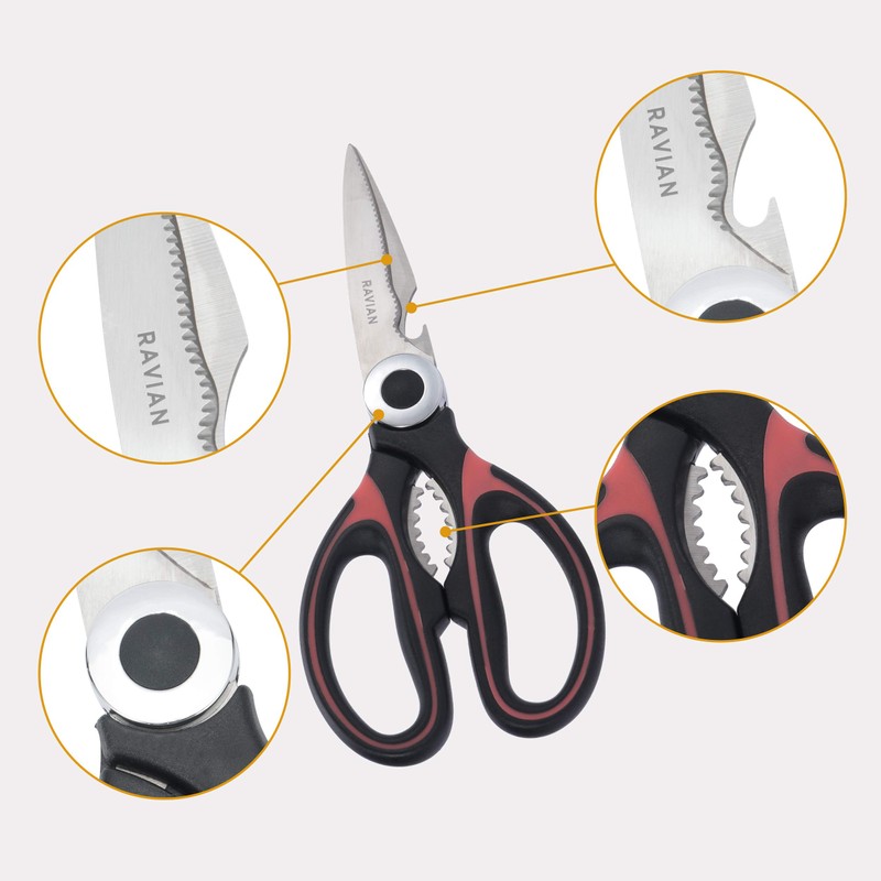 Ravian Kitchen Scissor Heavy Duty Shears with PP Cover Multifunctional