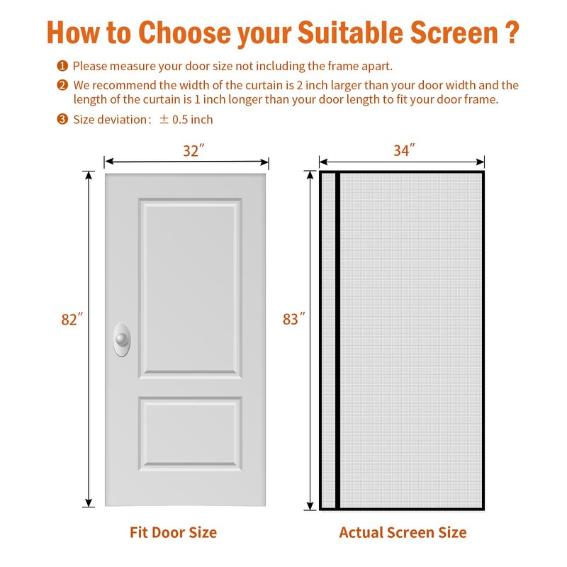 wohomzy Magnetic Screen Door Fits Door Size 32" x 82",
