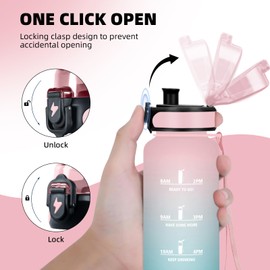 Grsta Children's Drinking Bottle, Leak-Proof with Filter, Water Bottle with Time Marking, Can Be Carried, Sports Water Bottle 500 ml, for School, Fitness, Outdoor, Yoga, Pink-Cyan