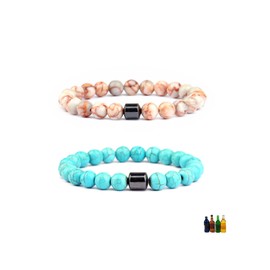 Anti Alcohol Bracelet for Men Women Quit Alcohol Bracelet Set Stop Drinking Alcoholc Craving Bracelets Anxiety Bracelets Jewelry (Orange+Blue)