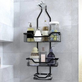 OrganiMax Shower Caddy Organizer – 3-Tier Shelves with Soap Holder and Hooks, Bathroom and College Dorm Shower Storage