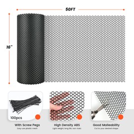 Toolterritary 16IN x 50FT Plastic Chicken Wire Mesh, Chicken Wire for Floral Arrangements, Chicken Wire Mesh for Crafts with 100 Pcs Zip Ties, Mesh Fence for Dogs, Deers, Poultry
