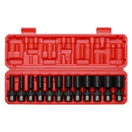 MIXPOWER 3/8" Drive Deep Impact Universal Joint Swivel Socket Set, SAE, 5/16" - 1", Deep, Flexible Wobble, Chrome Molybdenum Steel, 12 Pieces Set