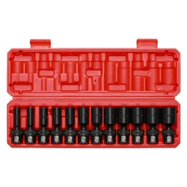 MIXPOWER 3/8" Drive Deep Impact Universal Joint Swivel Socket Set, SAE, 5/16" - 1", Deep, Flexible Wobble, Chrome Molybdenum Steel, 12 Pieces Set