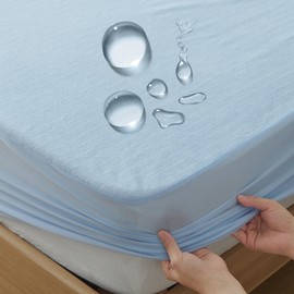 Kumori Fitted Bed Sheet, Waterproof, Washable, Mattress Protector, Mattress Cover, Futon Cover, Nursing Sheet, Bed Wetting, Allergy Prevention, Towel Fabric, 100% Cotton, Semi Double, 47.2 x 78.7 inches (120 x 200 cm), Blue