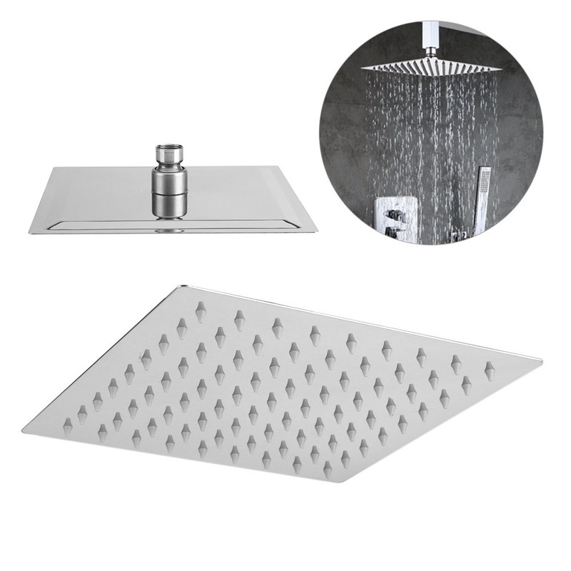 Jeffergarden 8 inch square ultra-thin stainless steel shower head rain