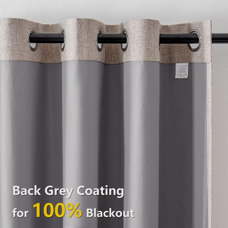 IGEMAEVE 100% Blackout Curtains for Bedroom 1 Panel, Linen Curtians