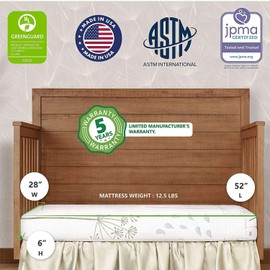 Dream On Me 2 In 1 Infant Crib And Toddler Bed Mattress, Greenguard Gold and JPMA Certified Crib Mattress, Copper-Infused Toddler Layer, Removable Zipper Cover, Wildflower Floral Print