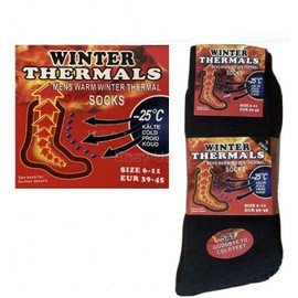 Hats of London 3 Pairs Mens THERMAL WINTER WARM HOT HEAT SOCKS CHUNKY THICK The Ultimate Thermal Sock Size 6-11 (Eur 39-45) Black