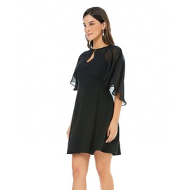 Womens Shawls and Wraps for Evening Dress Chiffon Shawl Cape Wedding Guest Bridesmaid Capelets Scarves(Chiffon Black)