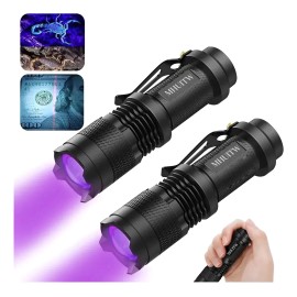MHUITW 2pzs Linterna Táctica UV LED 395nm con Zoom y Modos de Luz.