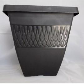 Landmark Plastics 9.75" SQUARE ZEN PLASTIC PLANTER - Set of 10 - BLACK - pot flower