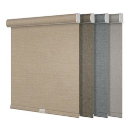 Boolegon Blackout Roller Shades for Windows,Cordless,Linen Fabric,Roller Blinds,Thermal Insulated Fabric UV Protection,Window Shades for Home,Office,Bedroom,Door,Blackout-Beige,22" W x 36" H