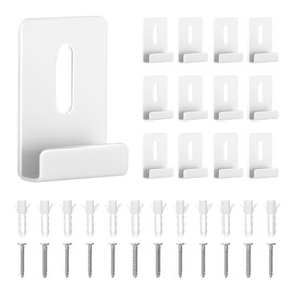 12 Pcs Metal Mirror Holder Clips Hanger Kit, Mirror Clips for Wall Mounting Holder Hanging with Screws Hooks, Frameless Mounting Hardware Heavy Duty Retainer for Tile Billboard Display(White)