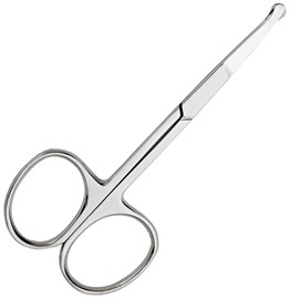 BeeSpring Rounded Nose Hair Scissors. Round Tip Scissor for Ear, Eyebrow, Beard and Mustache Trimming - 3.5" Blunt Nosed Tipped Grooming Trimmer