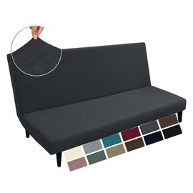 MAXIJIN Futon Cover Slipcover Full Size, 2025 Upgrade Queen Futon Mattress Cover Washable Armless Sofa Couch Covers Stretch Sofa Bed Furniture Protector with Elastic Bottom (Futon, Gray)