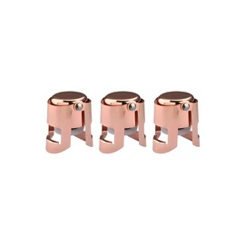 ELEGANTZ Luxury Champagne Stoppers – Set of 3 Champagne Bottle Stoppers – Stainless Steel Wine Bottle Stopper – Ideal for Wine, Champagne, Prosecco – Food-Grade Leakproof Champagne Saver - Rose Gold