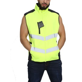 ZAFS Hi Vis Vests High Vis Vests Zipper Front High Visibility Vest High Reflective Visibility Safety Hi Vis Vest With Pockets Orange Hi Vis Vest Hi Viz Vests Yellow-Yellow-Navy-L