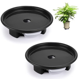 Skelang Plant Pot Saucer 8.5 Inches, Plant Stand with Water Catcher, Flower Pot Drip Tray, Load Capacity 44 Lbs, Pack of 2 (Black)