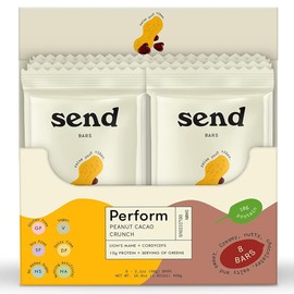 Send Bars, Recover Protein Bars, Peanut Cacao Crunch, 2.1 Ounce Bars, Pack of 8 Bars - Gluten Free, Vegan, 10g Plant Protein, Real Food, Easily Digestible