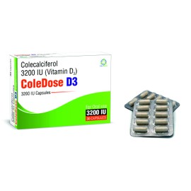 Vitamin D 3200 IU –Equivalent to 80 mcg - ColeDose D3, Premium Vitamin - 30 Capsules- One a Day