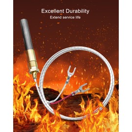 OCHIKI 2Pcs 24" Thermopile Generator 750mv Fit for Fireplace Fire Gas Stoves Heat & Glo Gas Stoves Oven Water Heater Frying Furnace Thermocouple Replacement, Aluminum