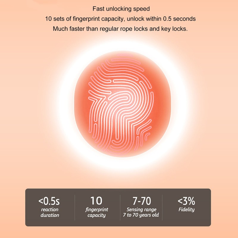 Fingerprint Padlock Water Resistant Anti Cut Keyless Mini Biometric Luggage