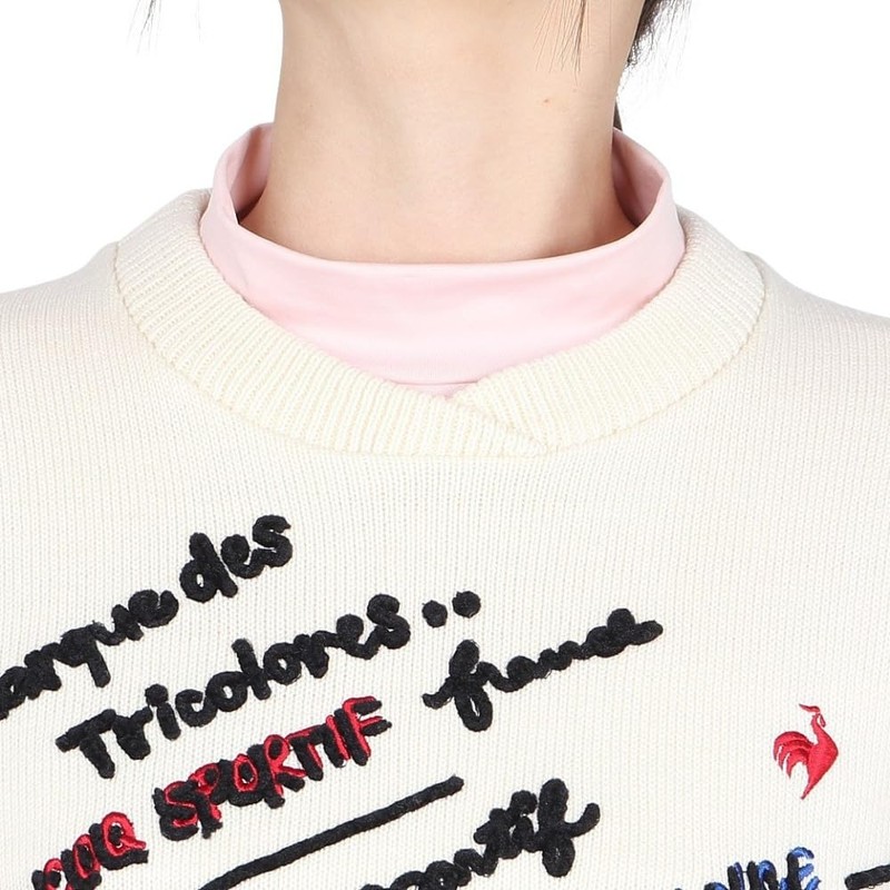 Cox Sportif LG4FST03L Women's Sweater, Embroidered, Deformable Collar, Crew Neck,