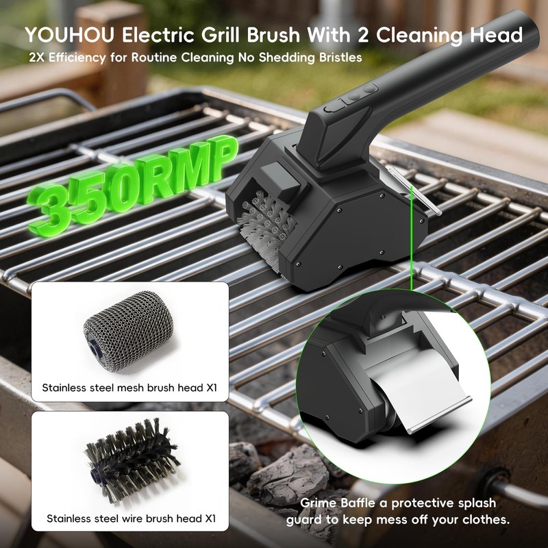 Electric Grill Brush for Outdoor BBQ,Grill Cleaner with 2 Brush