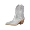 vivianly Womens Silver Rhinestone Western Cowboy Boots Sparkly Cowgirl Boots