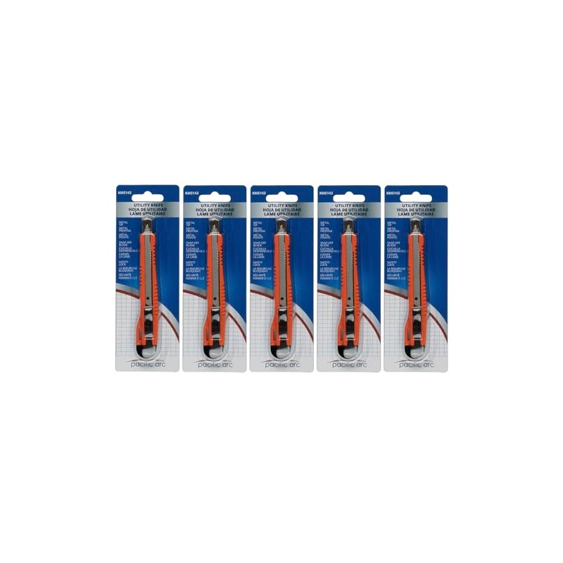 Set of 5 Metal Tip Utility Knives with Snap Off